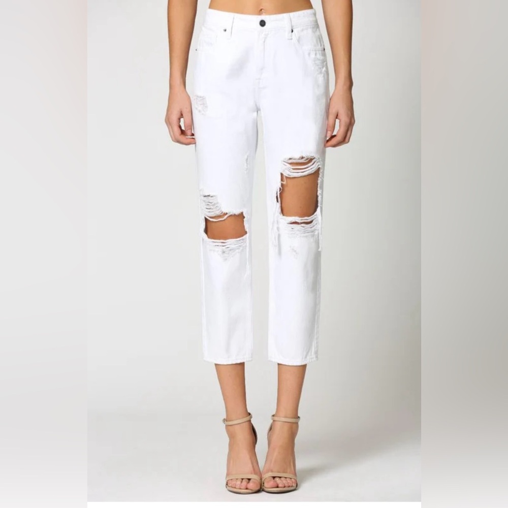 NWOT - HIDDEN WHITE DENIM BAILEY HIGH RISE BOYFRIEND JEANS, Size 25